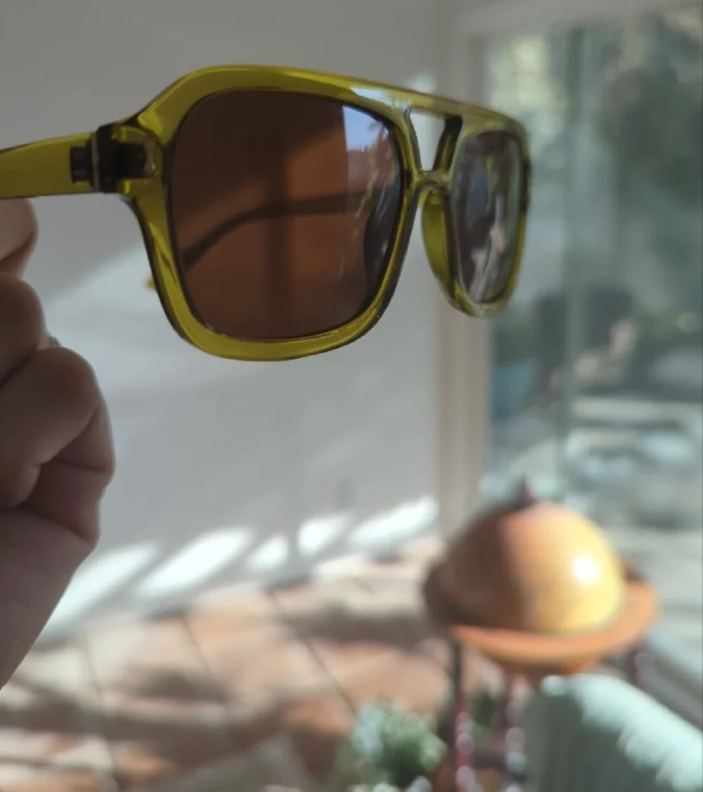 I-Sea Green Transparent Frame Sunglasses with Brown Lenses